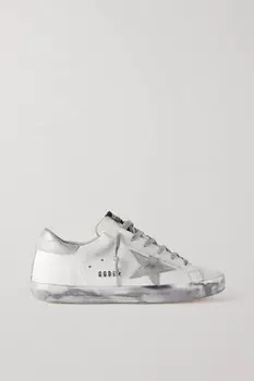 Кроссовки Golden Goose Superstar Distressed Leather, белый/серебристый