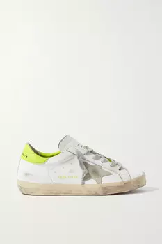 Кроссовки Golden Goose Superstar Distressed Leather, белый/серый/желтый
