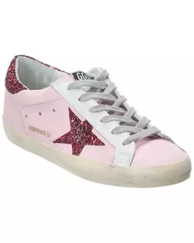 Кроссовки Golden Goose Superstar из кожи и блесток, розовый