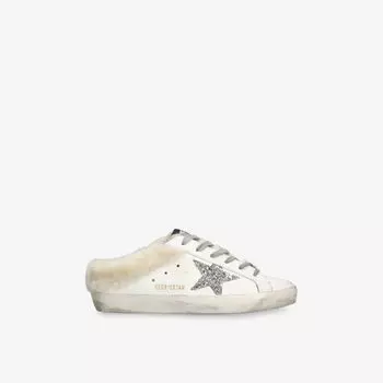 Кроссовки Golden Goose Superstar Sabot с мехом, белый
