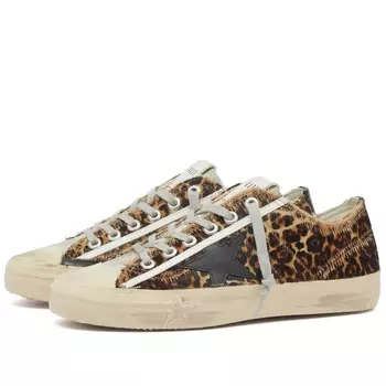 Кроссовки Golden Goose V-Star Leopard, цвет Beige Brown & Black