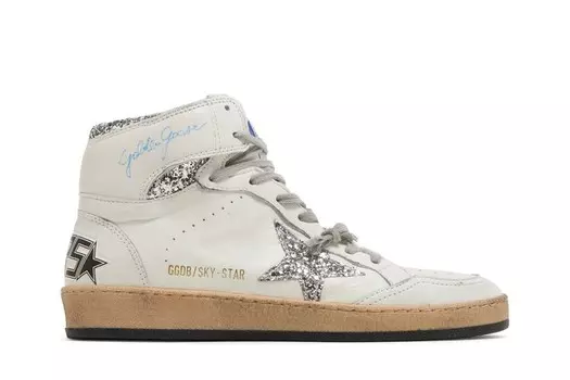 Кроссовки Golden Goose Wmns Sky Star White Silver Glitter, белый