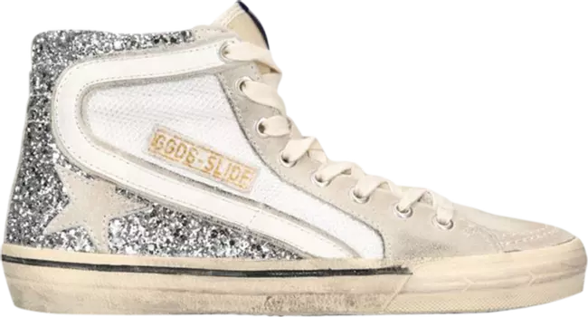 Кроссовки Golden Goose Wmns Slide Sneaker 'Silver White Marble', серебряный
