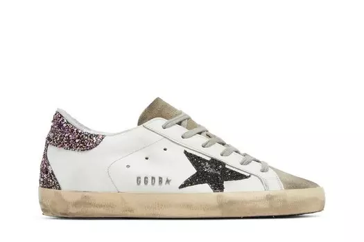 Кроссовки Golden Goose Wmns Superstar White Black Glitter, белый