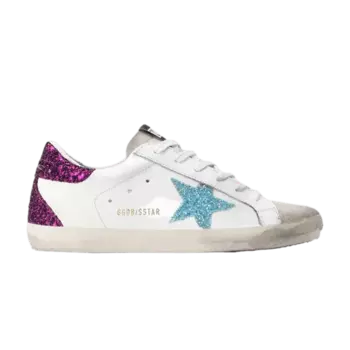 Кроссовки Golden Goose Wmns Superstar White Blue Glitter, белый