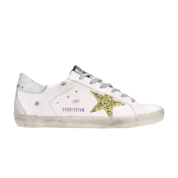 Кроссовки Golden Goose Wmns Superstar White Gold Silver Glitter, белый