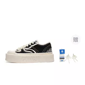 Кроссовки GONGJI Skateboarding Shoes Women's Low-top White, черный