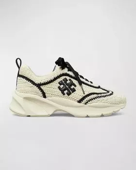Кроссовки Good Luck, связанные крючком Tory Burch, цвет New Ivory / Perfect Black