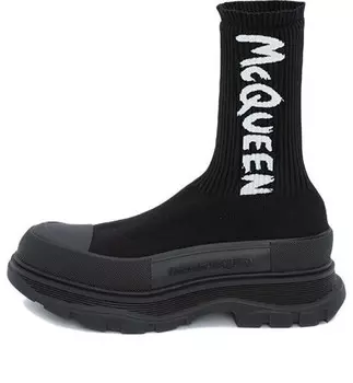 Кроссовки graffiti knit tread slick boots 'black white' Alexander Mcqueen, черный