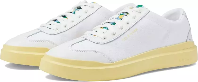 Кроссовки Grandpro Rally Canvas T-Toe Cole Haan, цвет Optic White Canvas/Lemon Print/Lemon Meringue