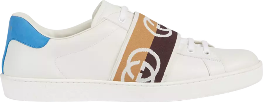 Кроссовки Gucci Ace Elastic Web Interlocking G - White Brown, коричневый