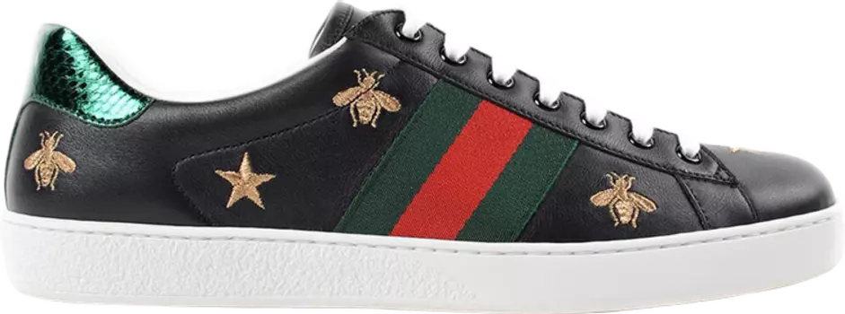 Кроссовки Gucci Ace Embroidered Bees and Stars, черный