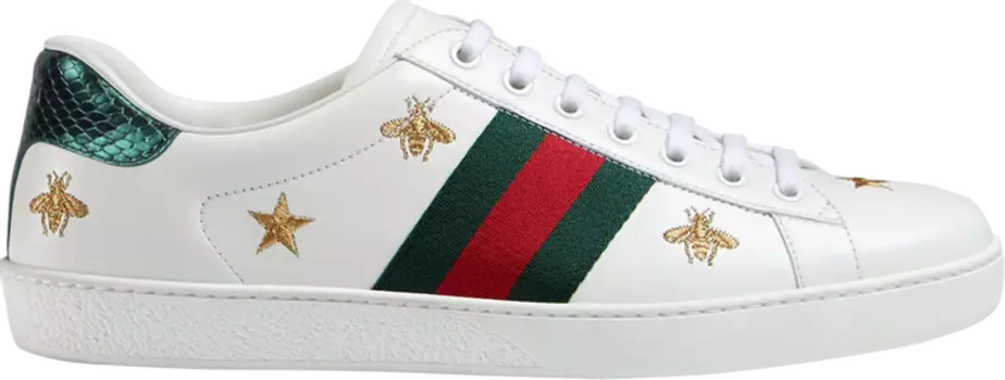 Кроссовки Gucci Ace Embroidered Bees and Stars, белый