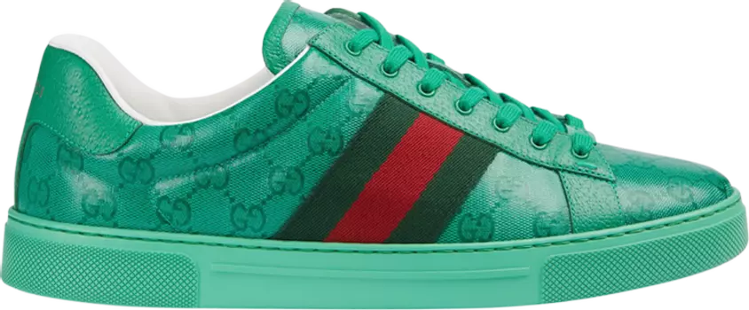 Кроссовки Gucci Ace 'GG Crystal Canvas - Green', зеленый