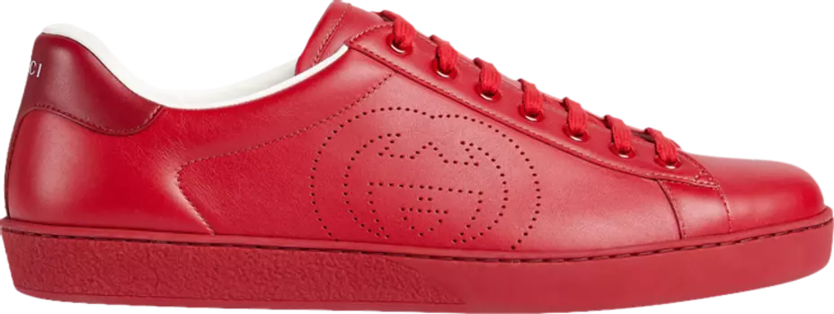 Кроссовки Gucci Ace Interlocking G - Hibiscus Red, красный
