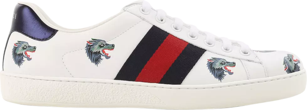 Кроссовки Gucci Ace Leather Wolf, белый