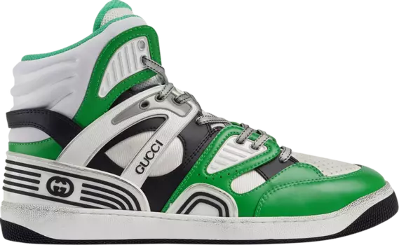 Кроссовки Gucci Basket High Green Demetra, зеленый