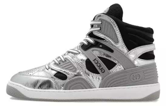 Кроссовки Gucci Basket High, серебряный / черный
