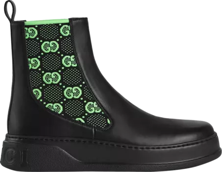 Кроссовки Gucci Boot GG Jersey - Black Neon Green, зеленый