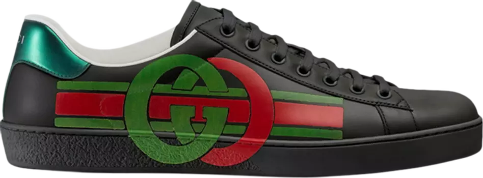 Кроссовки Gucci GG Ace Black Green Red, черный