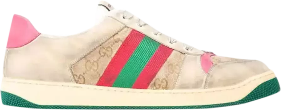 Кроссовки Gucci GG Screener Distressed GG Canvas - Pink, розовый