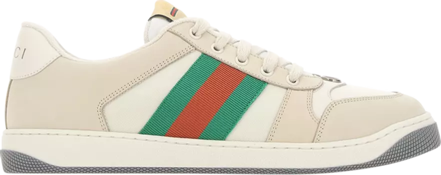 Кроссовки Gucci GG Screener, светло-бежевый/красный/зеленый