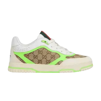 Кроссовки Gucci Re-Web Sneaker GG Canvas - Beige Fluorescent Green, коричневый