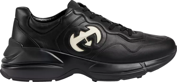 Кроссовки Gucci Rhyton 'Interlocking G - Black Ivory', черный