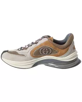 Кроссовки Gucci Run из замши и сетки, серый