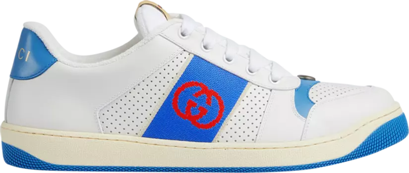 Кроссовки Gucci Screener 'Interlocking G - White Blue', белый