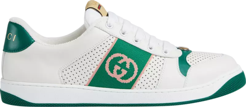 Кроссовки Gucci Screener 'Interlocking G - White Green', белый