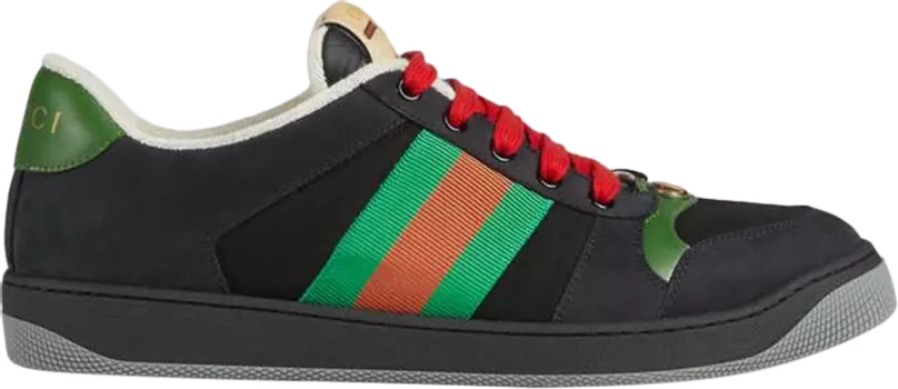 Кроссовки Gucci Screener Suede Black Green, черный