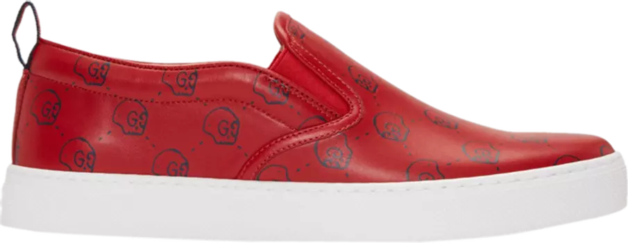 Кроссовки Gucci Slip-On Ghost Skull Red, красный
