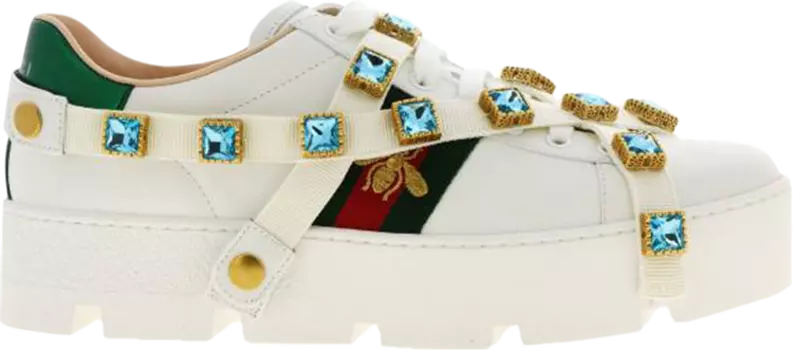 Кроссовки Gucci Wmns Ace Platform White Gems, белый