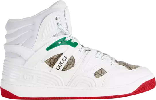 Кроссовки Gucci Wmns Basket Sneaker High White Demetra Red, белый