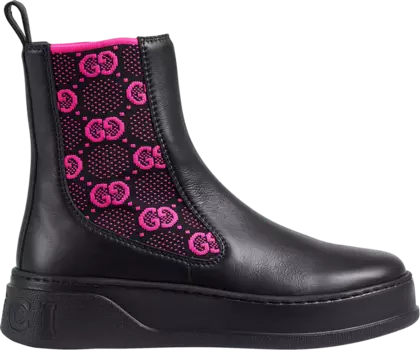Кроссовки Gucci Wmns Boot GG Jersey - Black Fuchsia, черный