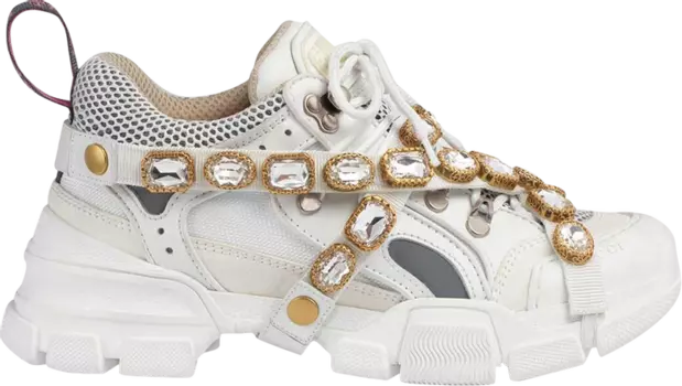 Кроссовки Gucci Wmns Flashtrek Crystals - White, белый