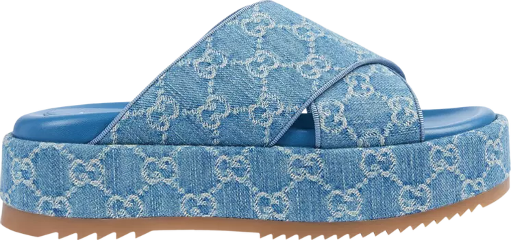 Кроссовки Gucci Wmns GG Platform Slide Sandal 'Light Blue Denim', синий