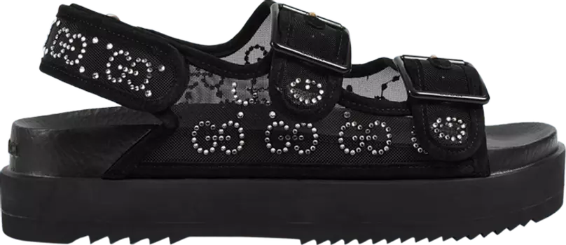 Кроссовки Gucci Wmns GG Sandal Crystals - Black, черный