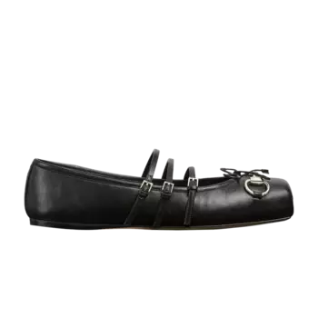 Кроссовки Gucci Wmns Horsebit Ballet Flat 'Black', черный