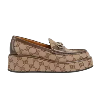 Кроссовки Gucci Wmns Horsebit Wedge Loafer GG Supreme - Beige, коричневый