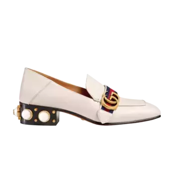 Кроссовки Gucci Wmns Leather Mid-Heel Loafer, цвет White Blue Red
