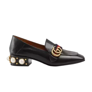 Кроссовки Gucci Wmns Leather Mid-Heel Loafer, цвет Black Blue Red