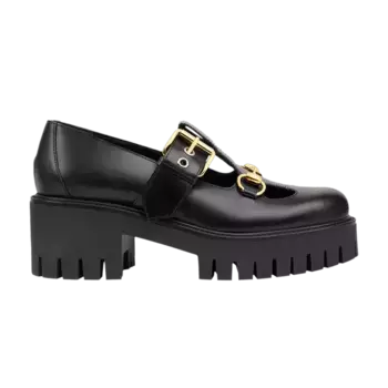 Кроссовки Gucci Wmns Lug Horsebit 30mm Platform Loafer Black, черный