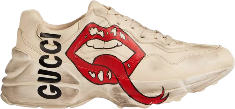 Кроссовки Gucci Wmns Rhyton Mouth Print, кремовый