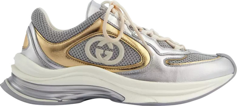 Кроссовки Gucci Wmns Run Sneaker 'Silver Gold Metallic', серебряный