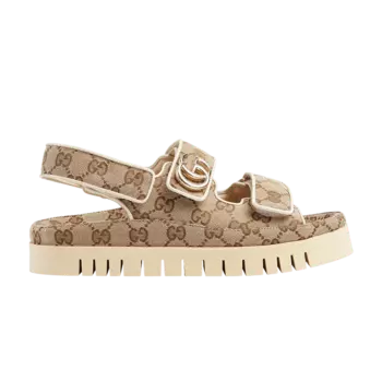 Кроссовки Gucci Wmns Sandal 'GG Canvas - Beige Dark Brown', желто-коричневый