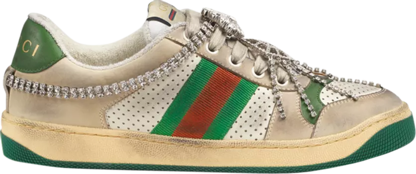 Кроссовки Gucci Wmns Screener Off White Green Crystals, зеленый