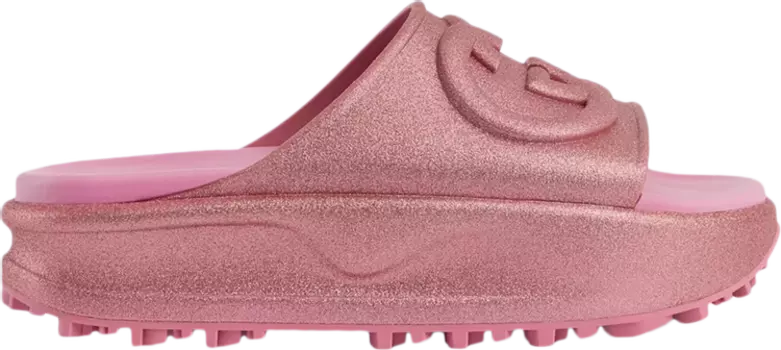 Кроссовки Gucci Wmns Slide Sandal 'Interlocking G - Metallic Rose Pink', розовый