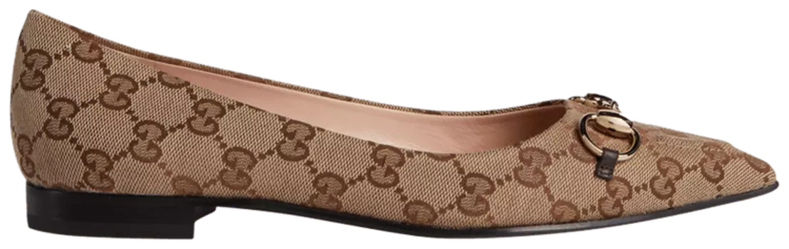 Кроссовки Gucci Wmns Slingback Ballet Flat 'GG Canvas - Beige Ebony', желто-коричневый